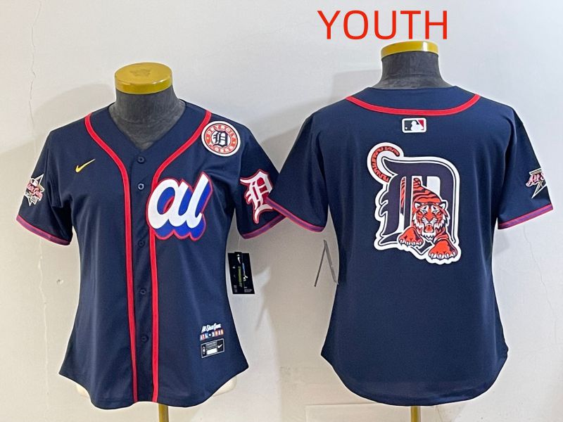 Youth 2025 Detroit Tigers Blank Drak Blue All star Nike MLB Jersey style 01